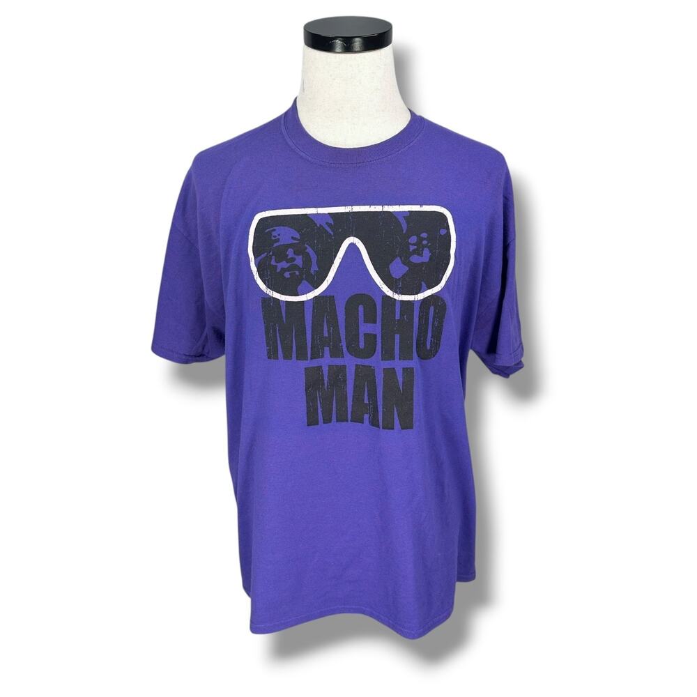 Vintage Macho Man Randy Savage T-Shirt Men’s XL Purple Graphic Pullover WWE Y2K